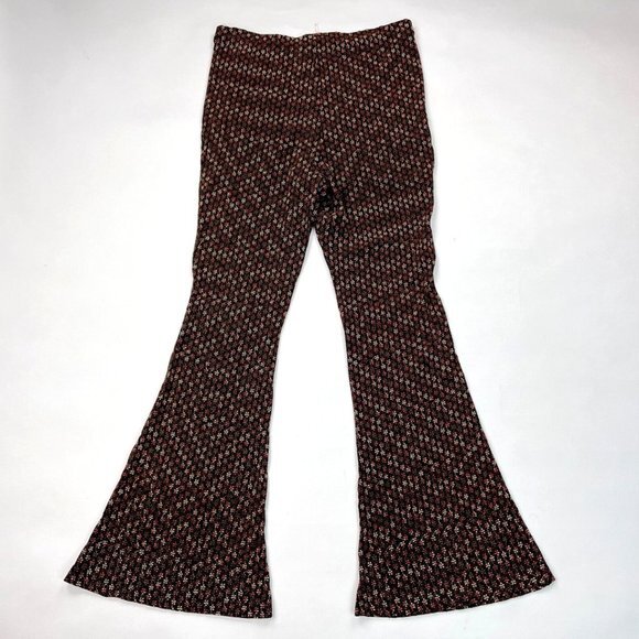 Free People Party Pull On Flared Pants Women L EUC Stretch Lined Elastic Waist‎ - Picture 2 of 15